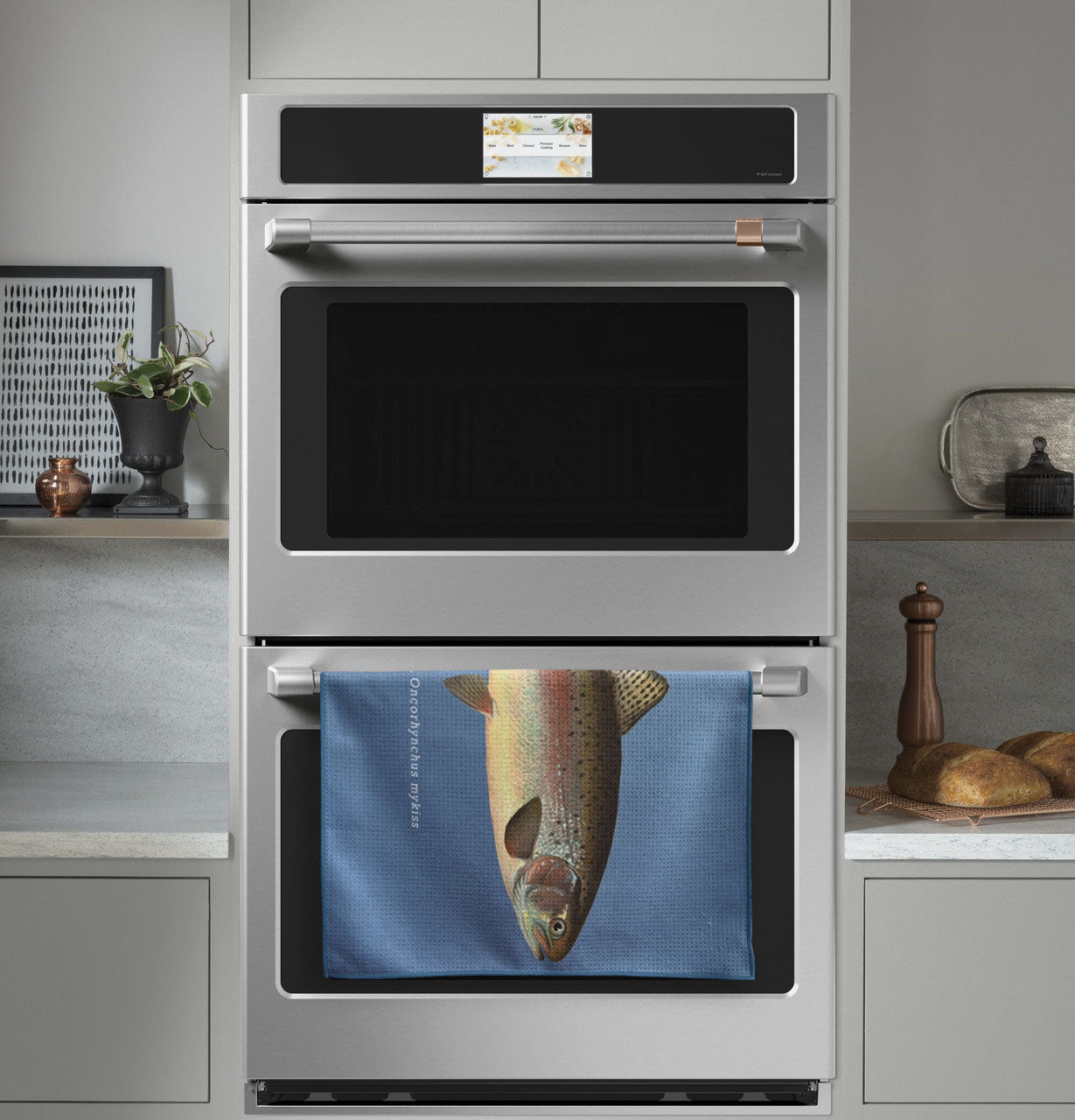 Rainbow trout tea towel